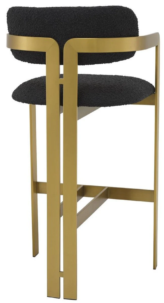 Luxury bar chair black / brass 53 x 44.5 x H. 107 cm - Padded stainless steel bar stool - Luxury bar furniture