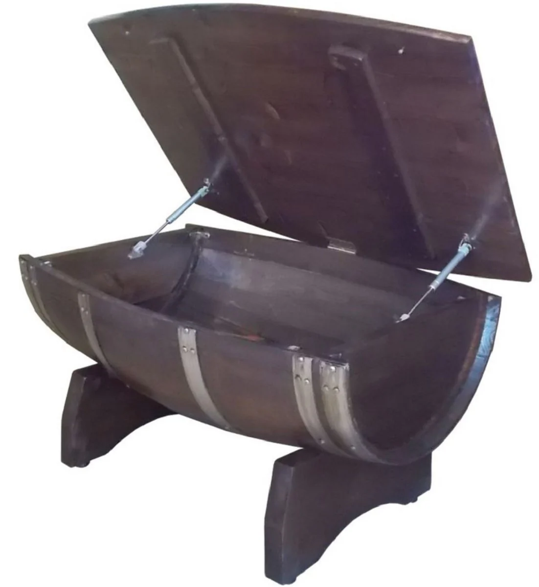 Luxury barrel coffee table brown / silver 100 x 86 x H. 55 cm - solid wood wine barrel table with folding table top - garden terrace catering furniture