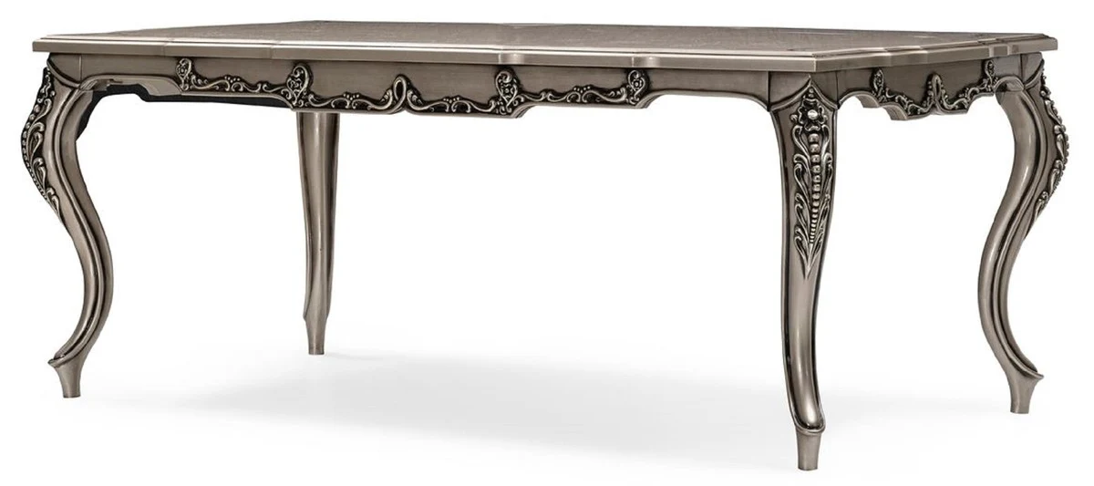 Luxury Baroque Dining Table Silver - Rectangular Baroque Style Kitchen Table - Luxury Dining Room Furniture in Baroque Style - Baroque Dining Room Furniture - Baroque Furnishings