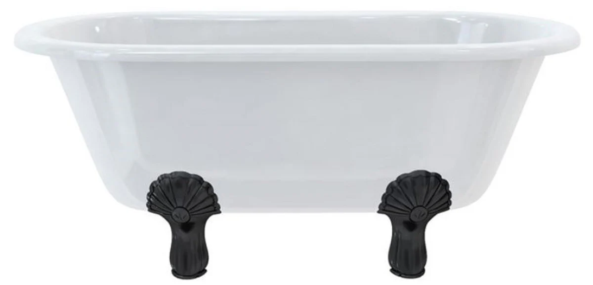 Luxury Art Nouveau bathtub white / black 150 x 75 x H. 63.5 cm - Freestanding retro acrylic bathtub - Retro bathroom furniture