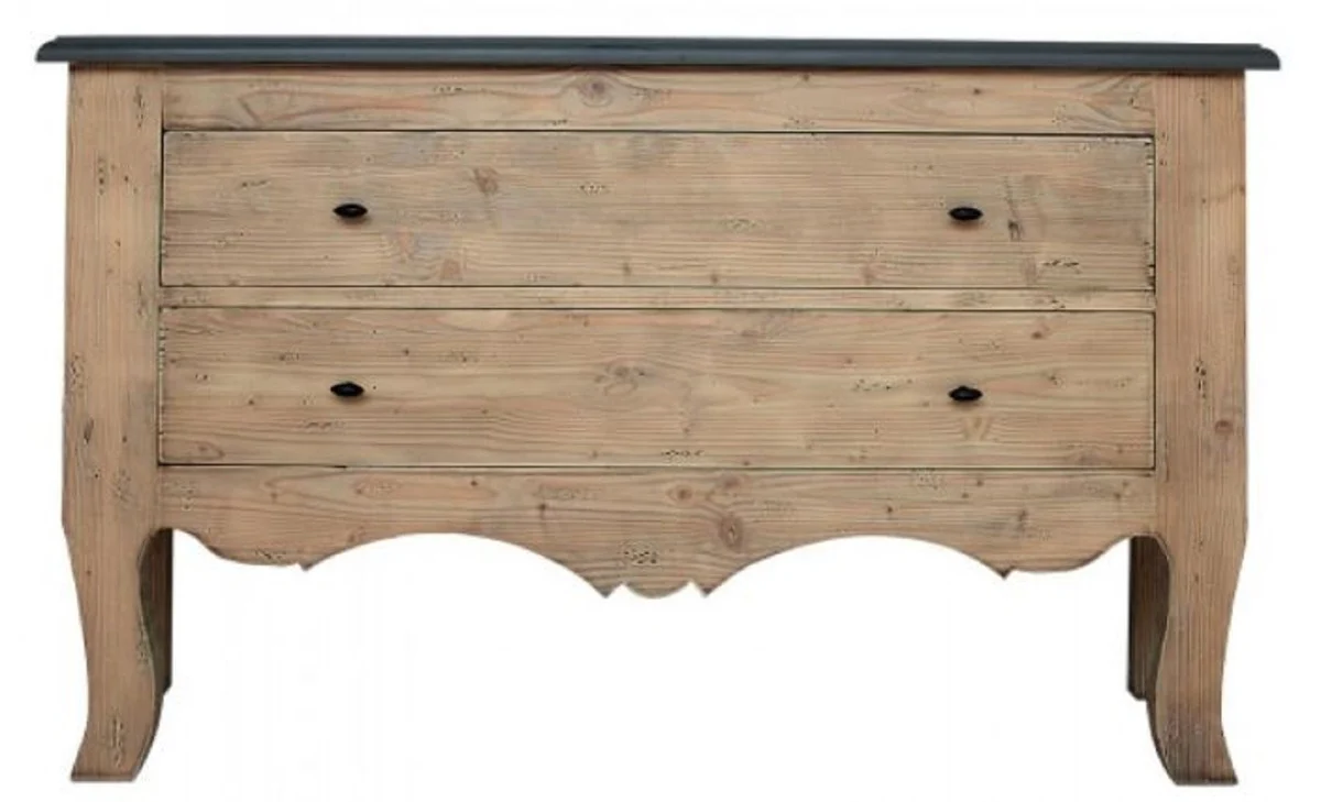 Luxury country house style solid wood chest of drawers with 2 drawers natural color / gray 130 x 40 x H. 80 cm - country house style furniture - luxury quality