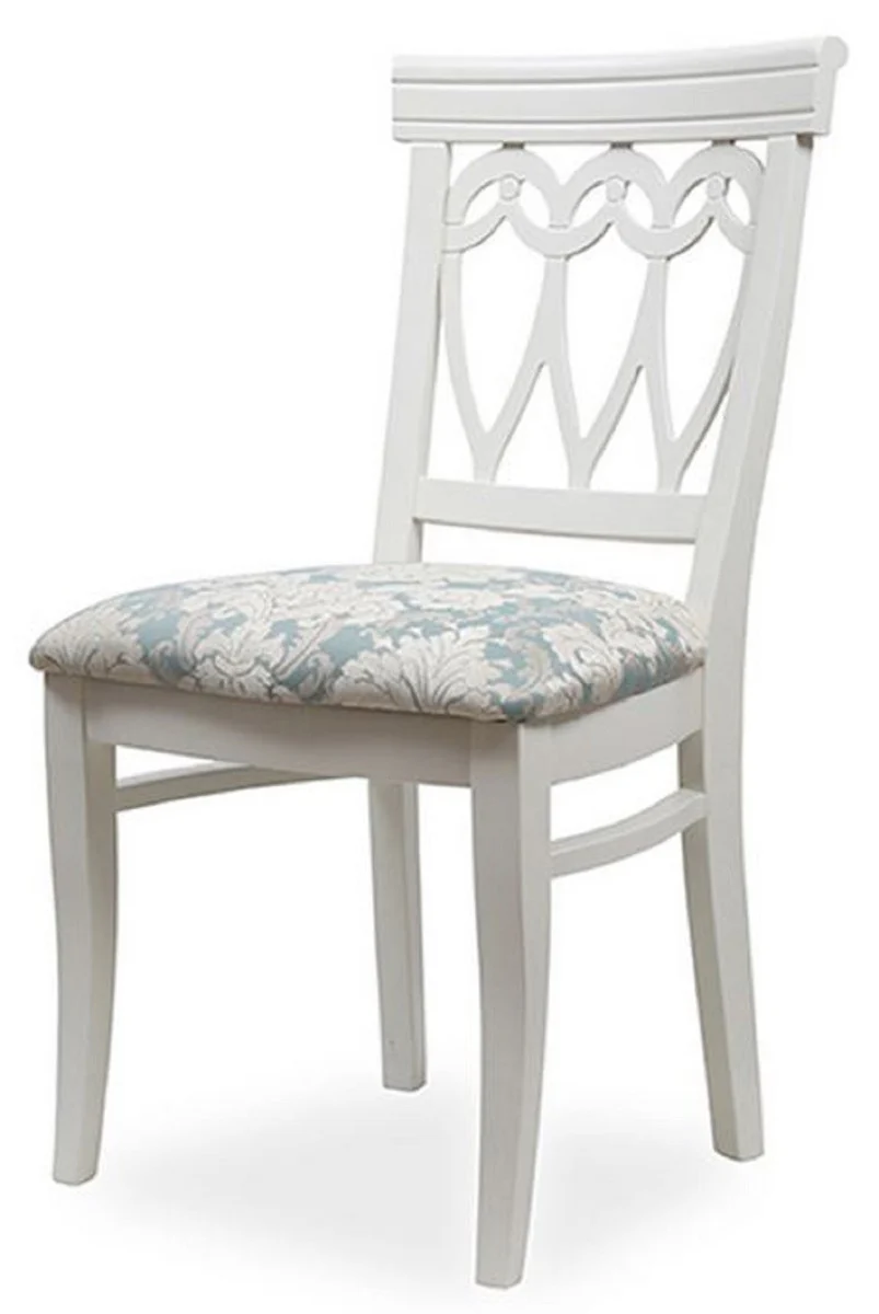 Biedermeier dining room chair turquoise / white 50 x 56 x H. 96 cm - Solid wood kitchen chair - Solid wood dining room furniture - Biedermeier dining room furniture