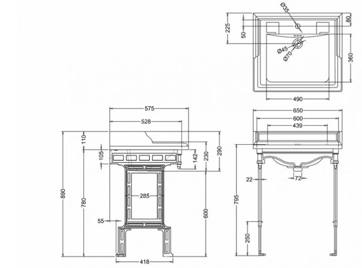 Luxury Art Nouveau standing washbasin white / white with marble top - baroque washbasin baroque style antique style