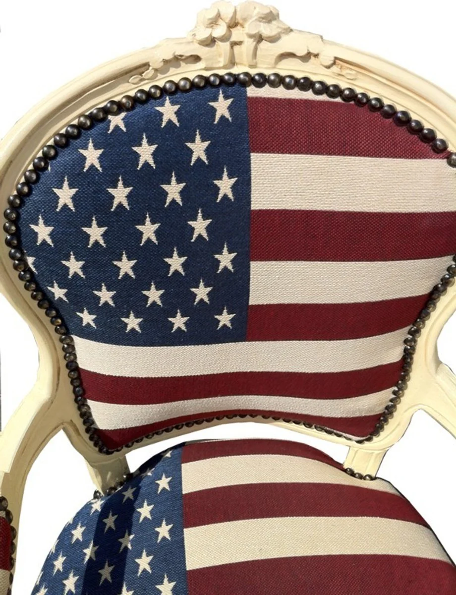 Barock Salon Stuhl USA Design / Creme