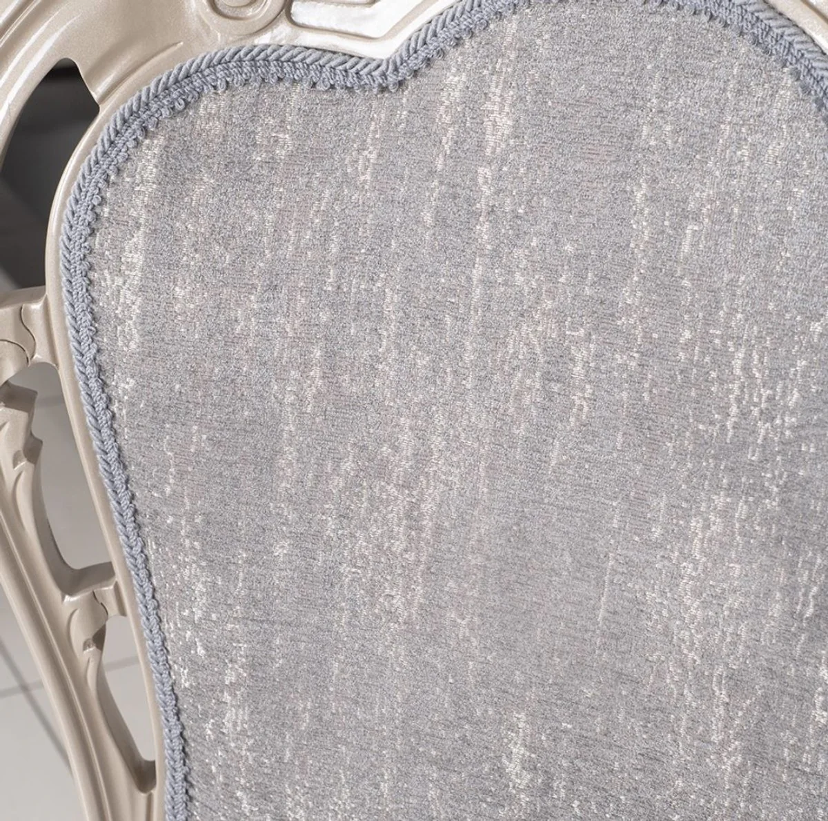 Luxury Baroque Dining Room Chair Gray / High Gloss Beige 49.5 x 57 x H. 102.5 cm - Baroque Style Kitchen Chair - Magnificent Luxury Dining Room Furniture in Baroque Style - Baroque Furniture