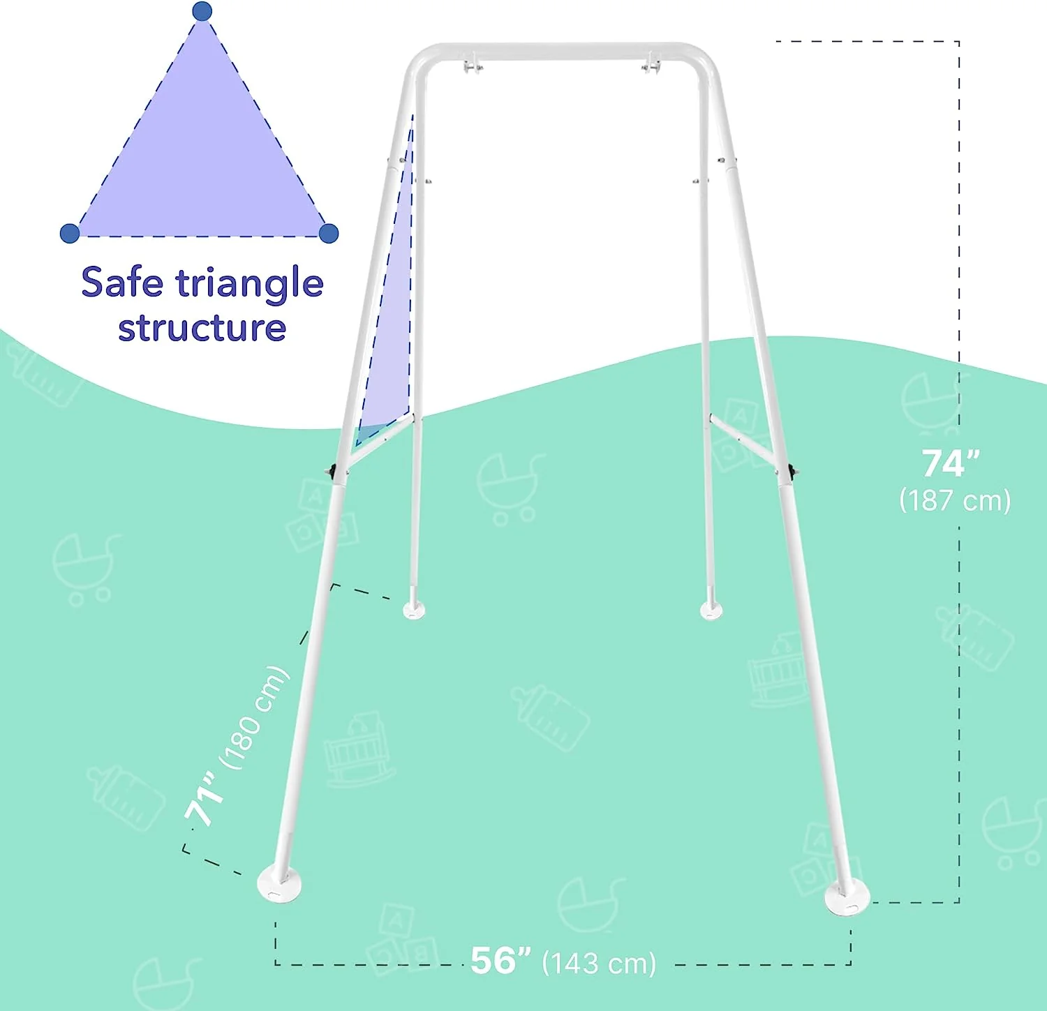 Babyschaukel aus Segeltuch, hängender Schaukelsitz aus Holz mit Sicherheitsgurt, langlebiger Baby-Hängemattenstuhl, Außen- und Innenschaukel für Kinder, Montagezubehör im Lieferumfang enthalten, Elfenbeinfarben