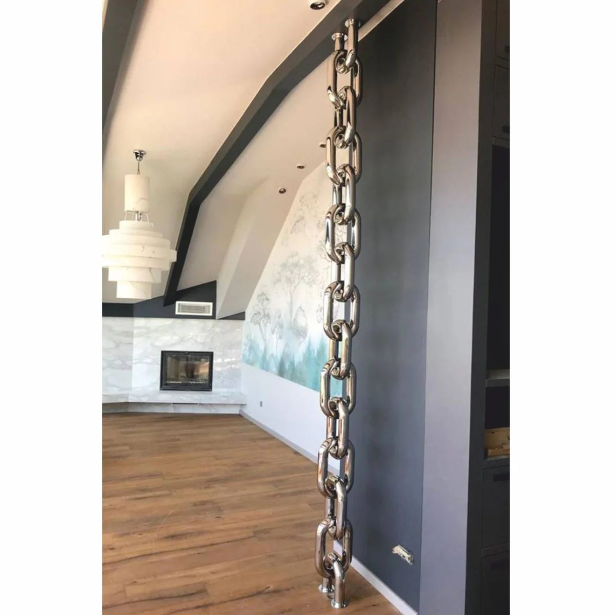 Luxury stainless steel heater in chain shape silver H. 230 cm