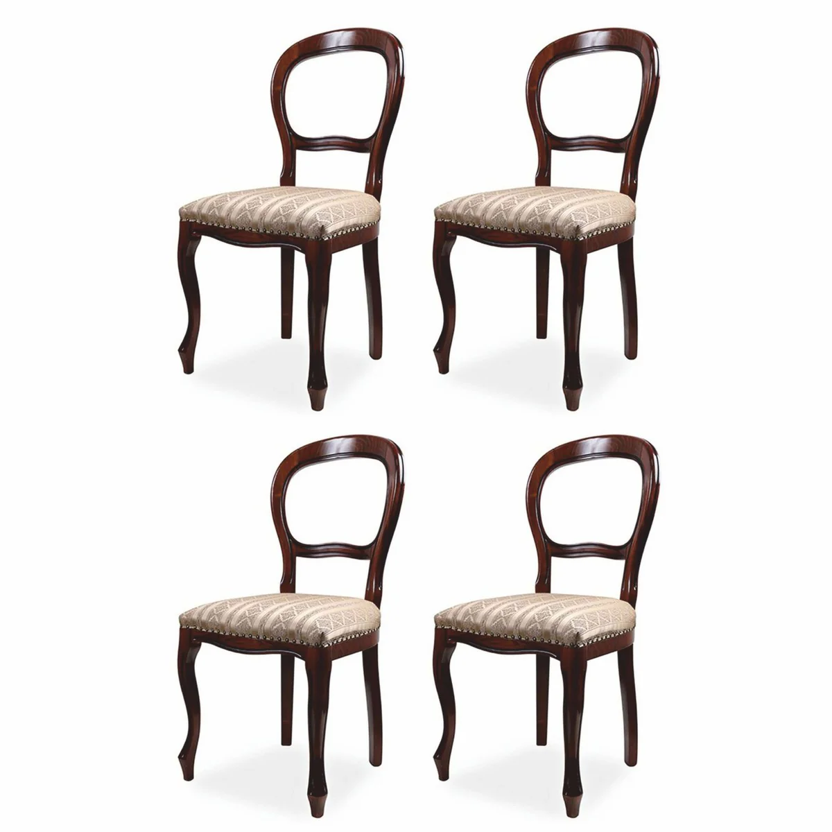 Luxury Baroque Dining Room Chair Set of 4 Gold / Dark Brown - Baroque Furniture
