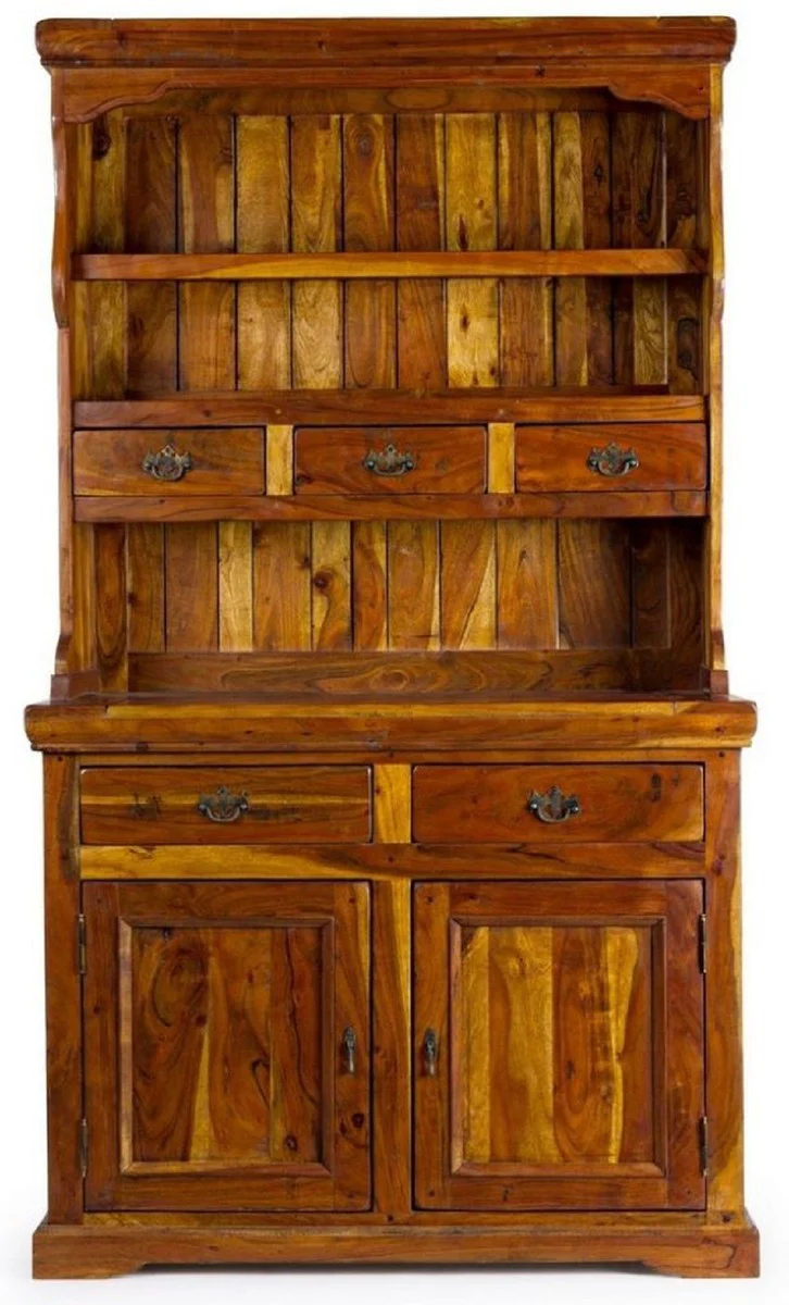 Country house style dining room cabinet brown / natural colors 107 x 45 x H. 190 cm - solid wood kitchen cabinet - dining room furniture in country house style - country house style dining room furnishings