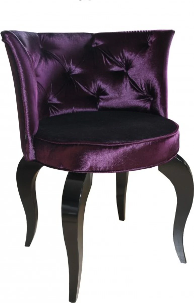 Baroque Salon Chair Purple / Black - Designer Armchair - Luxury Quality