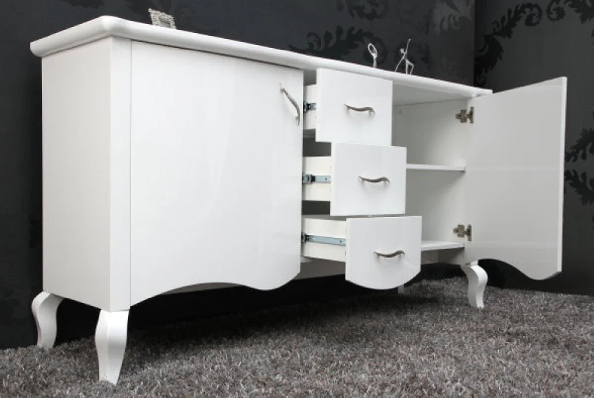 Baroque chest of drawers white high gloss - modern baroque furniture sideboard