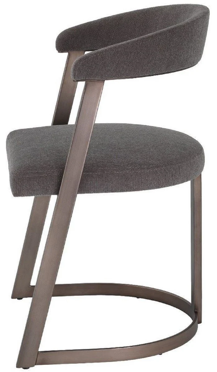 Designer chair with armrests gray-brown / bronze 52 x 49 x H. 78 cm - dining room chair - office chair - luxury designer furniture