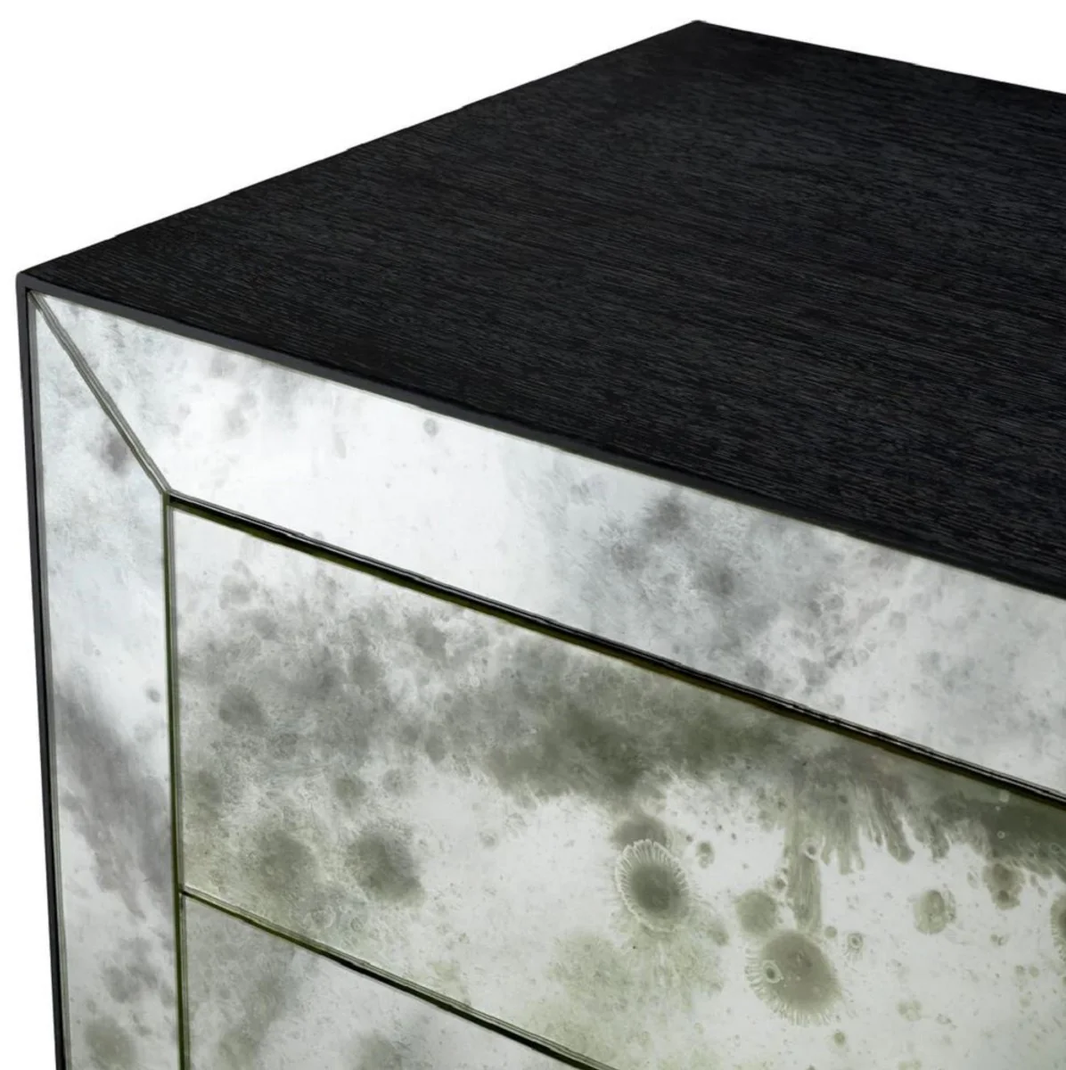 Luxury night dresser with antique mirror glass black gray - luxury furniture