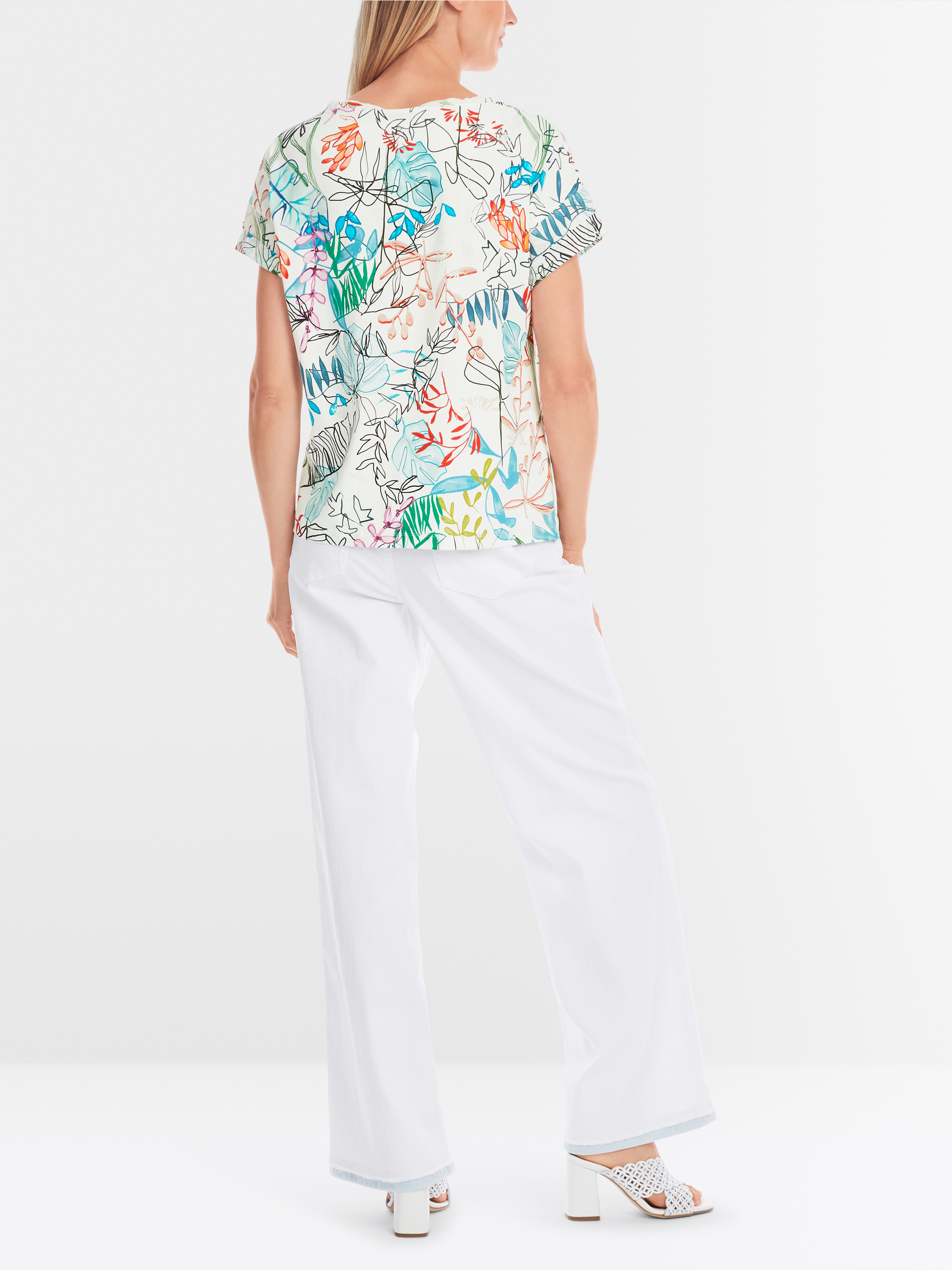 Marc-Cain Übergroßes T-Shirt mit Blattdesign