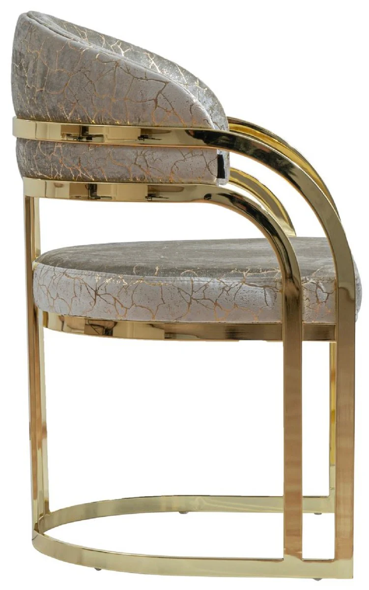 Luxury dining room chair set of 6 with armrests silver / gold H. 88 cm