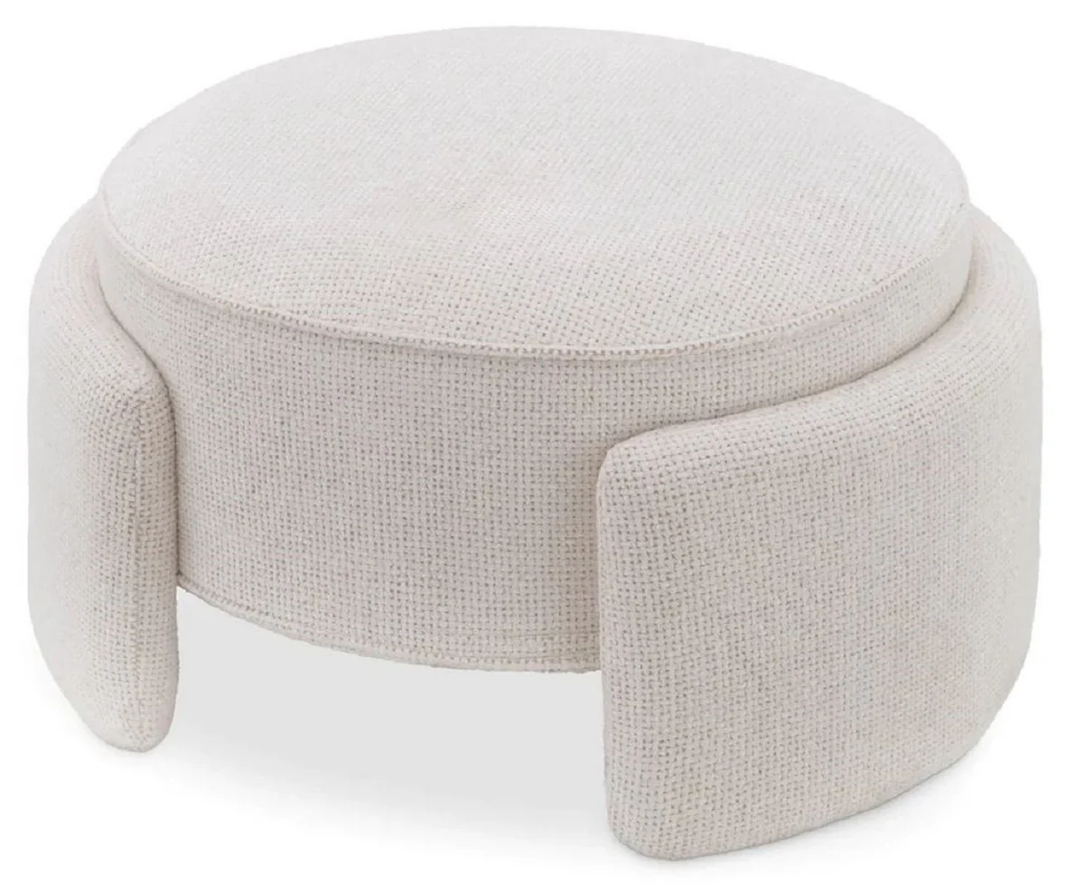 Luxury stool cream white Ø 73 x H. 38 cm - Round stool - Round stool - Footstool - Living room furniture - Hotel furniture - Luxury furniture