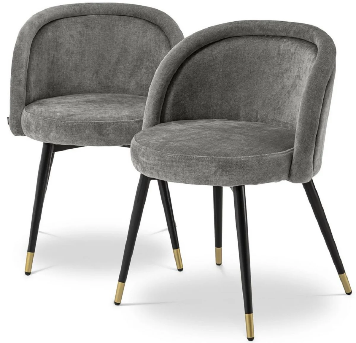 Luxury dining room chair set gray / black / brass 57.5 x 58 x H. 77 cm - Noble dining room chairs - Luxury dining room furniture