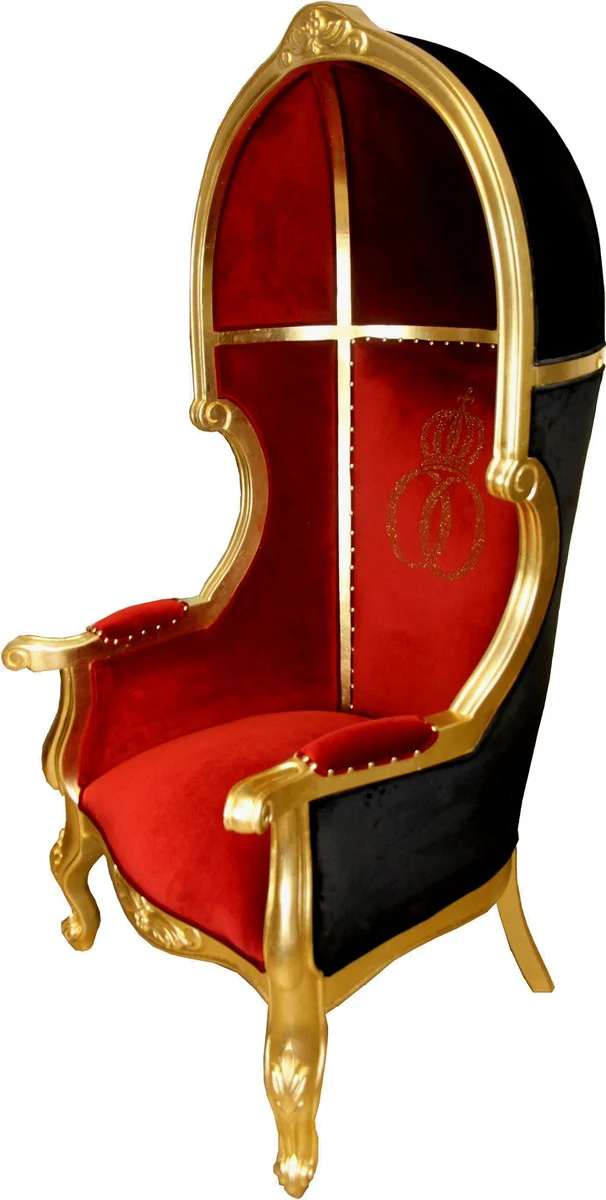 Pompöös by Luxury Balloon Baroque Armchair Bordeaux / Black / Gold with glittering crown - Pompöös Baroque armchair designed by Harald Glööckler