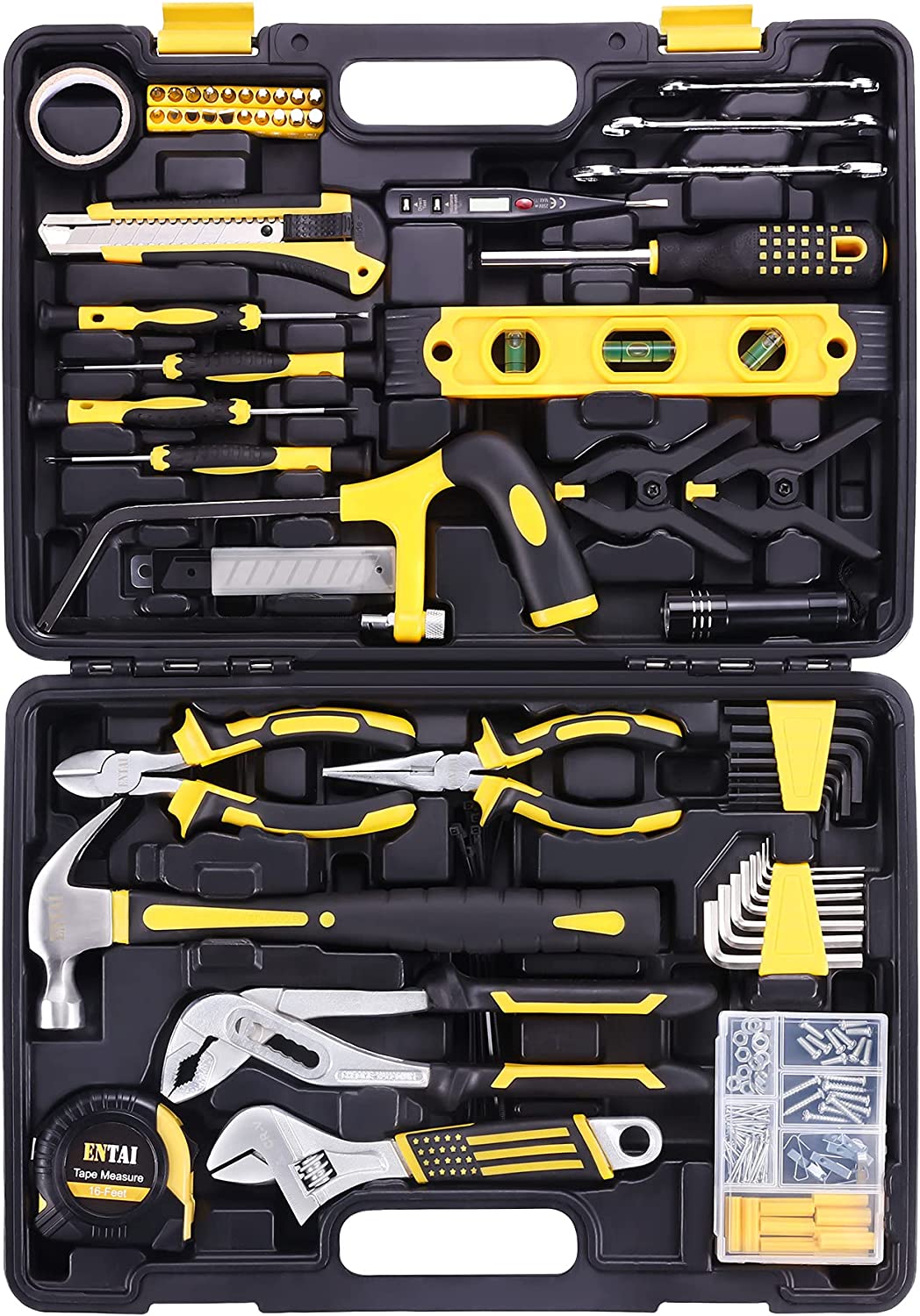 218-Stück-Tool-Kit für zu Hause, General Household Hand-Tool-Set mit Solid Carrying Tool Box, Home Repair Basic Tool-Kit-Sets für Home Maintenance