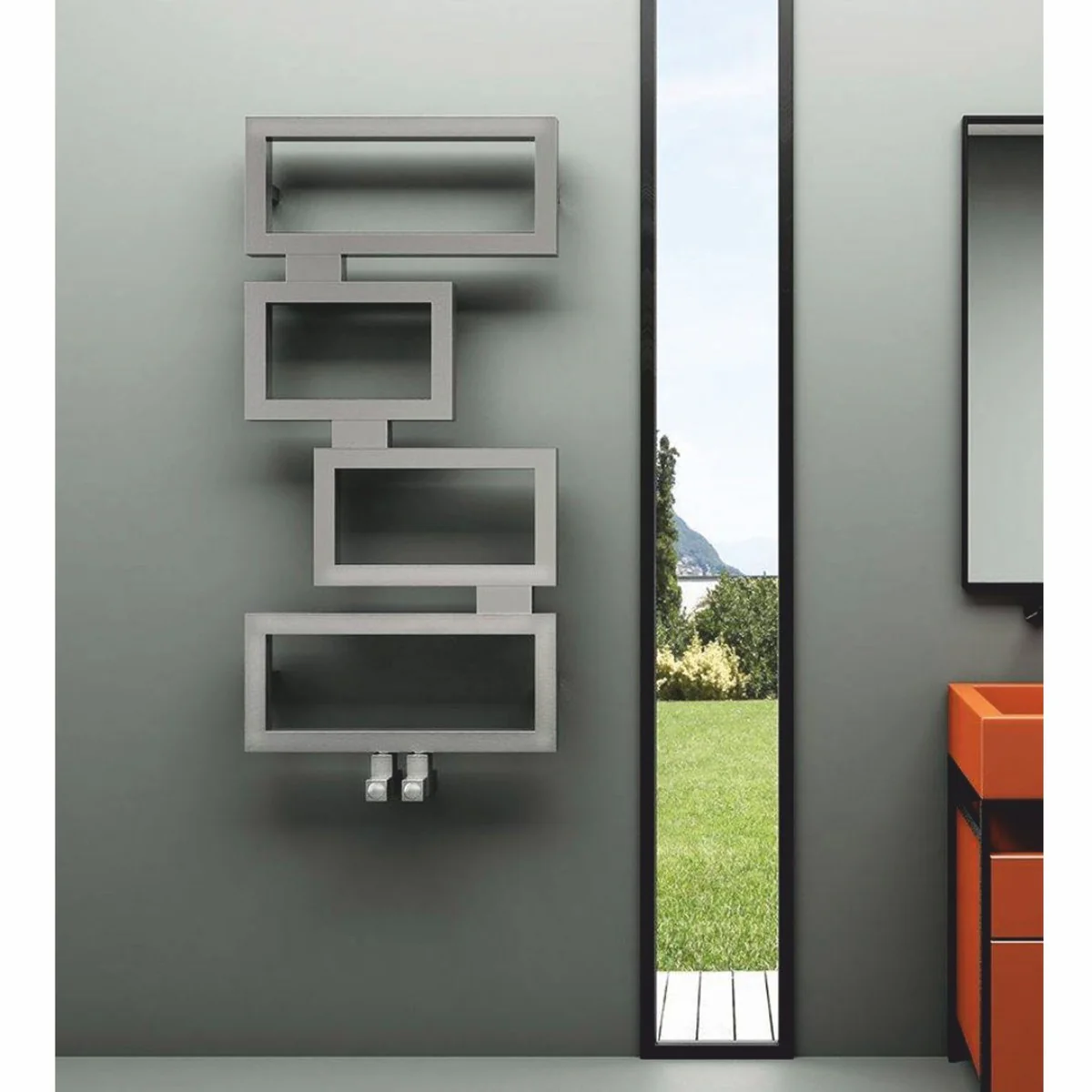 Luxury stainless steel towel warmer gray H. 92 cm - bathroom accessories
