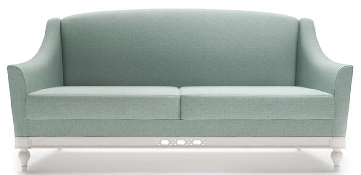 Luxury Art Nouveau 3-seater sofa mint green / white 185 x 90 x H. 96 cm - luxury quality