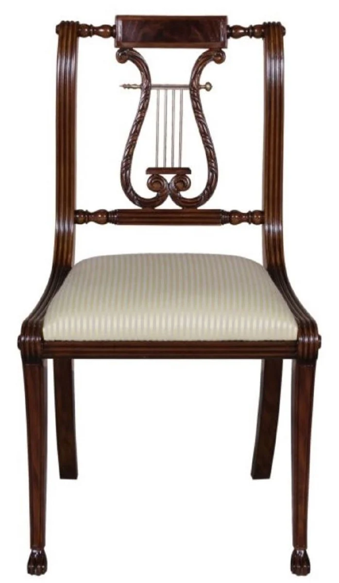 Luxury baroque dining room chair brown / gold 63 x 51 x H. 104 cm - dining room furniture