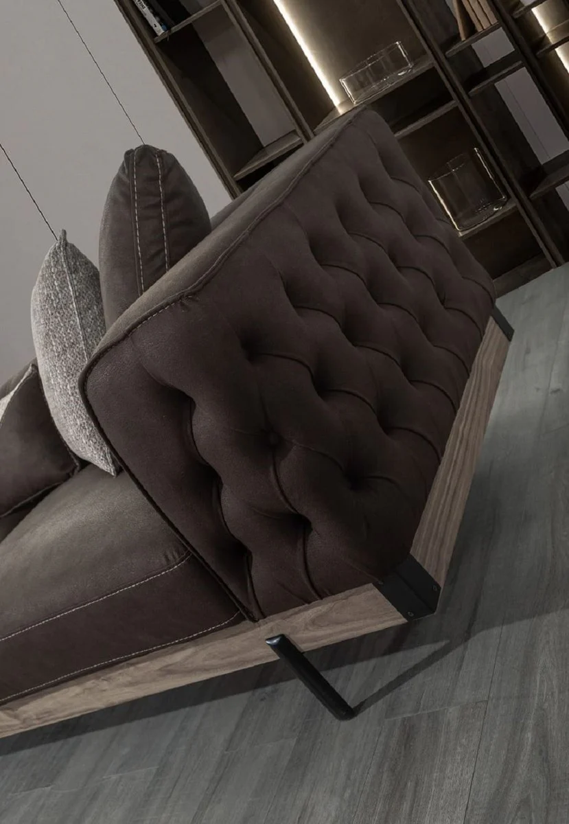 Luxury Chesterfield 3-seater sofa brown / black 240 x 96 x H. 75 cm - Living room sofa - Hotel sofa - Living room furniture - Chesterfield furniture - Luxury furniture - Luxury furnishings