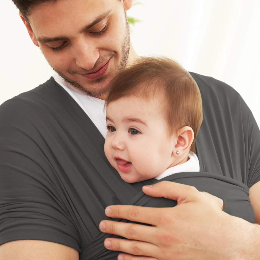 Baby-Wickeltrage, freihändige Babytrage, leicht, atmungsaktiv, weich, perfekt für Neugeborene und Babys, als Duschgeschenk, Schwarz