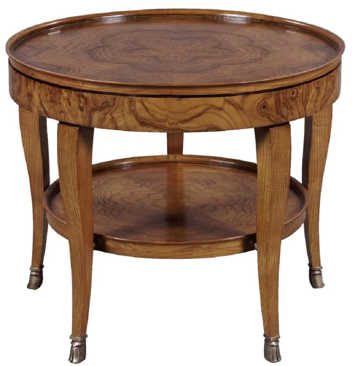 Luxury baroque side table brown Ø 61 x H. 51 cm - round solid wood table - living room furniture in baroque style