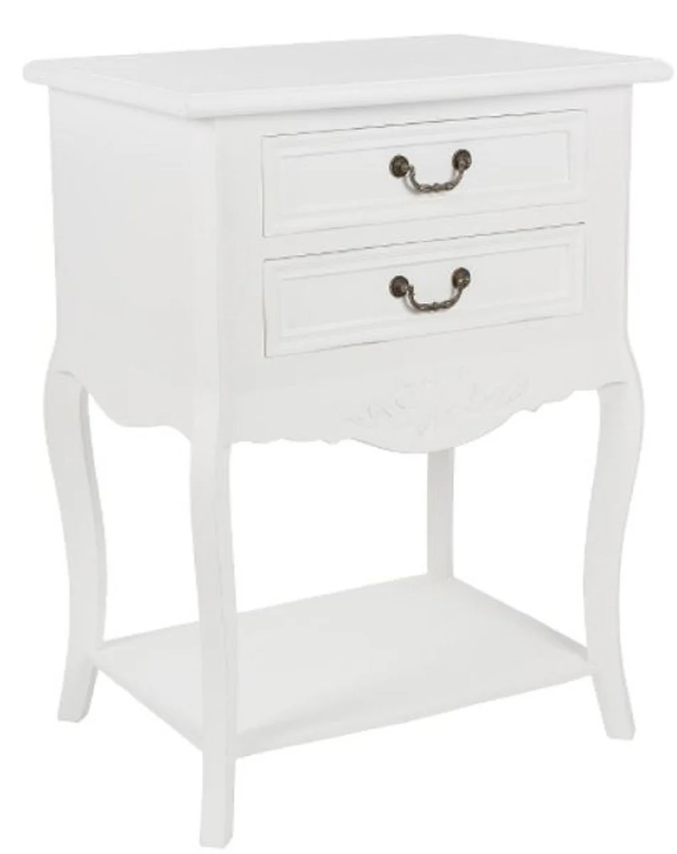 Country house style shabby chic side table with 2 drawers antique white 55 x 40 x H. 73 cm - country house style furniture