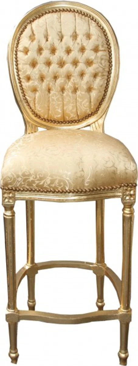 Baroque Bar Chair Gold Pattern / Gold - High Chair Bar Chair Bar Stool - Club Furniture