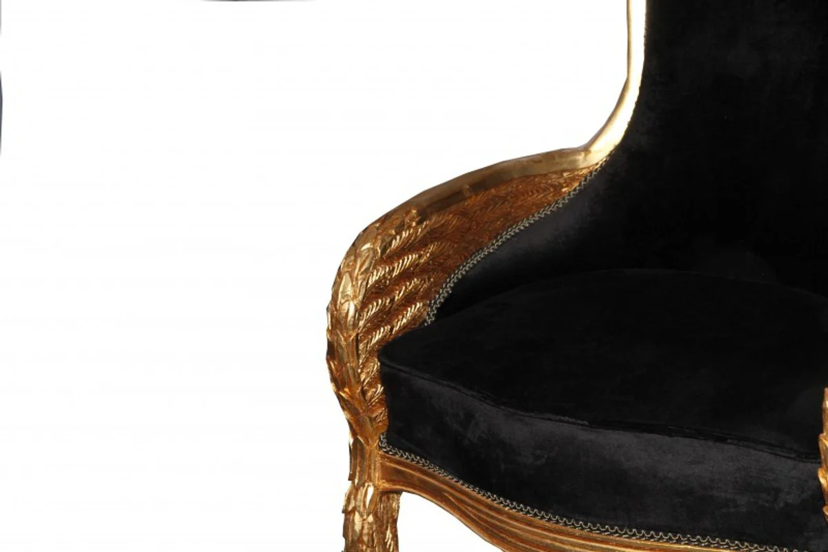 Baroque Lounge Chair Black / Gold Mod2 Furniture Antique Style - Living Room Club Furniture Armchair Throne