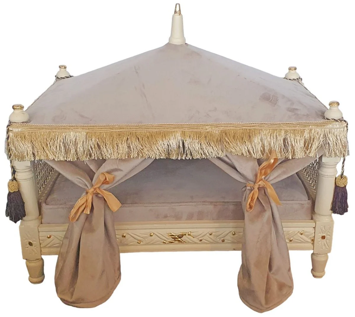 Baroque dog bed gray / cream / gold - handmade antique style dog bed - magnificent dog furniture in baroque style - antique style animal furniture - baroque animal furniture