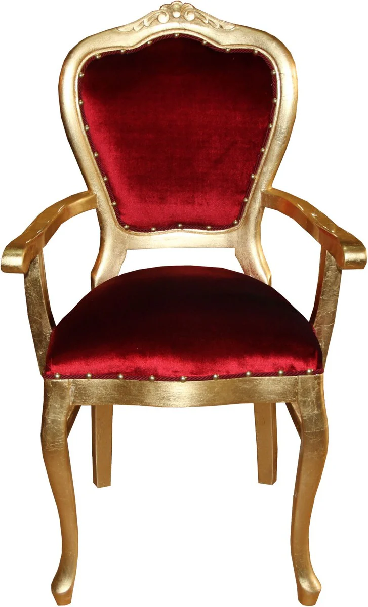 Baroque luxury chair with armrests Bordeaux / gold