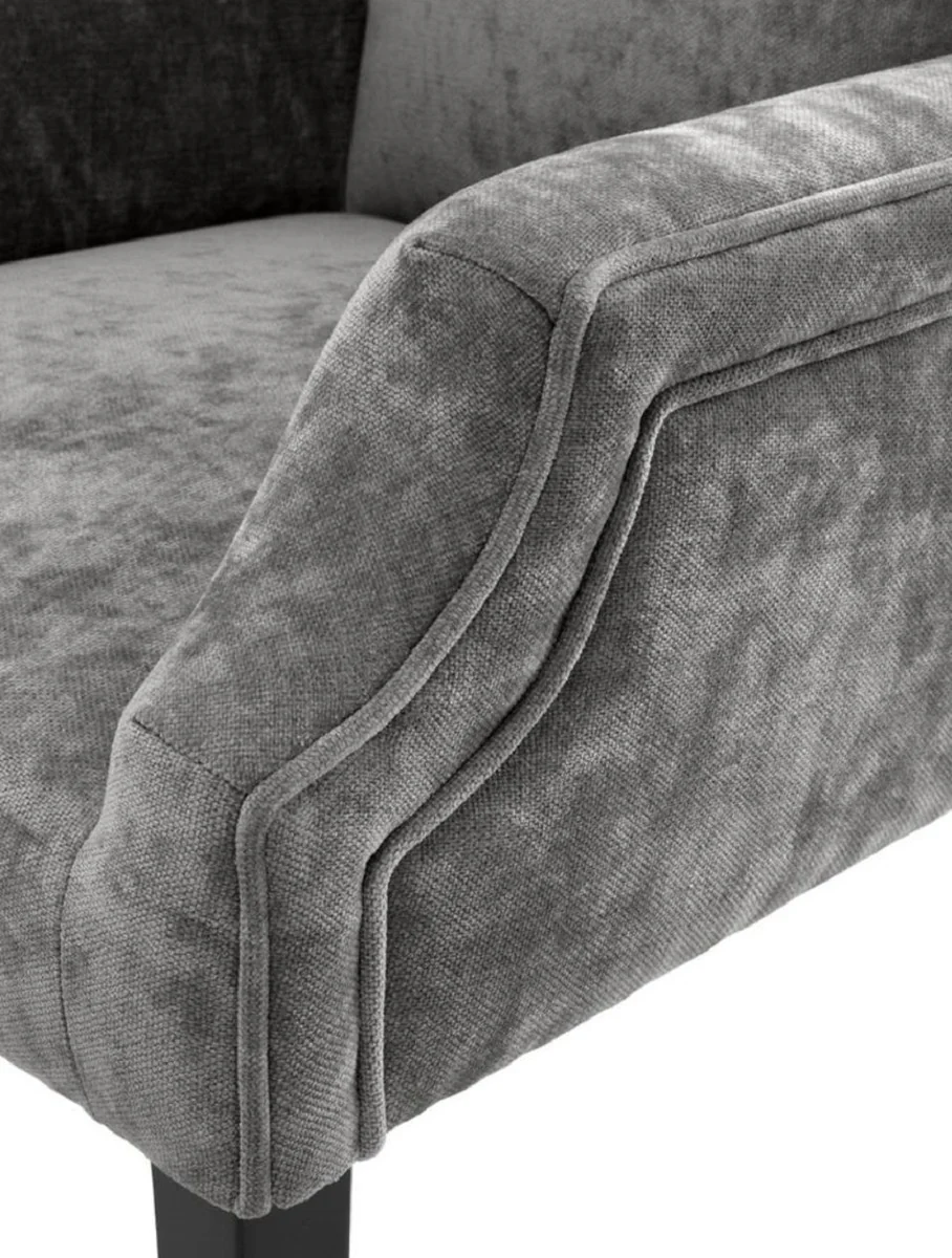 Luxury dining room chair gray / black 63 x 76 x H. 115 cm - high-back dining chair with armrests