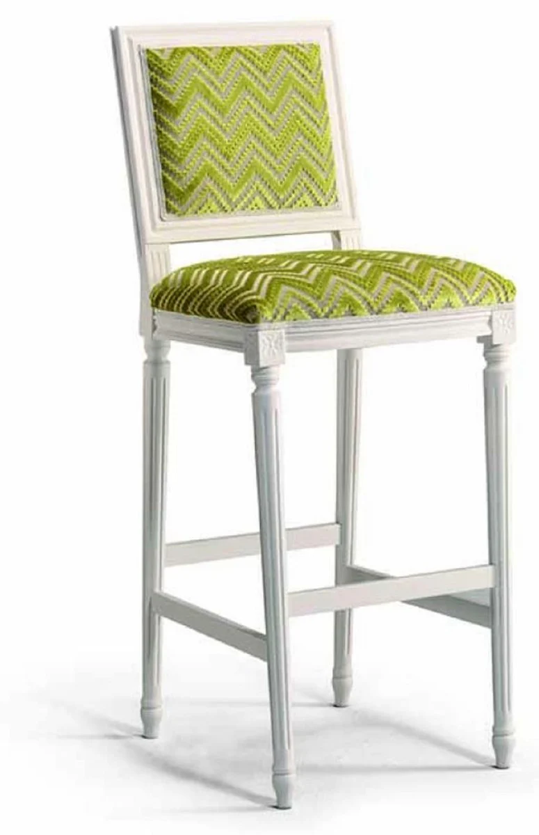 Luxury baroque bar chair green / ivory H. 113 cm - Made in Italy