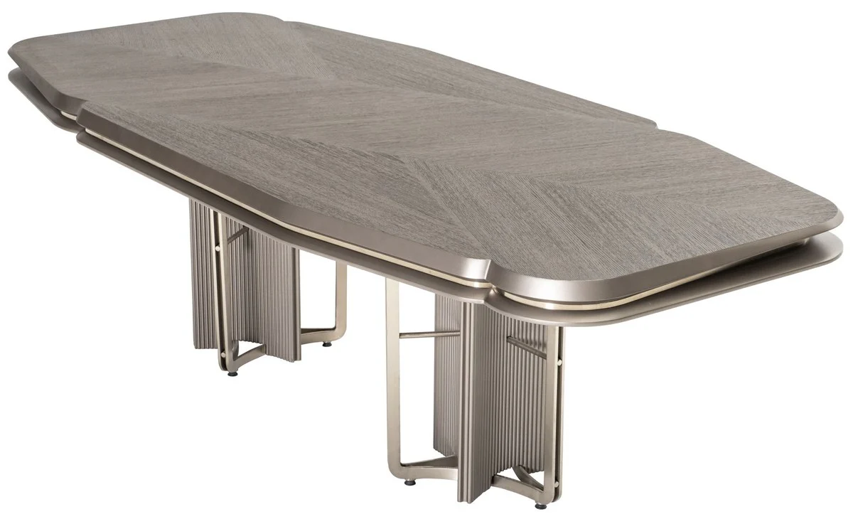 Luxury dining table gray / silver 251 cm - Luxury dining room furniture