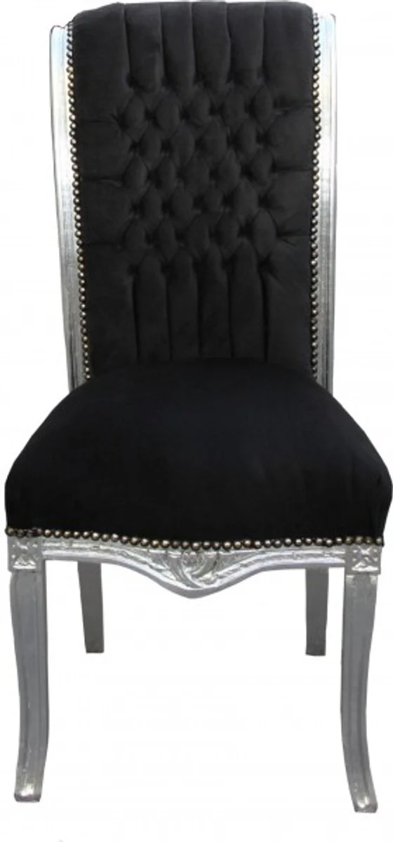 Baroque high-back dining room chair black/silver - high-back chair furniture