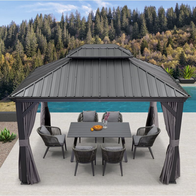 Outdoor 12 Ft. W x 10 Ft. D Aluminium Patio Gazebo