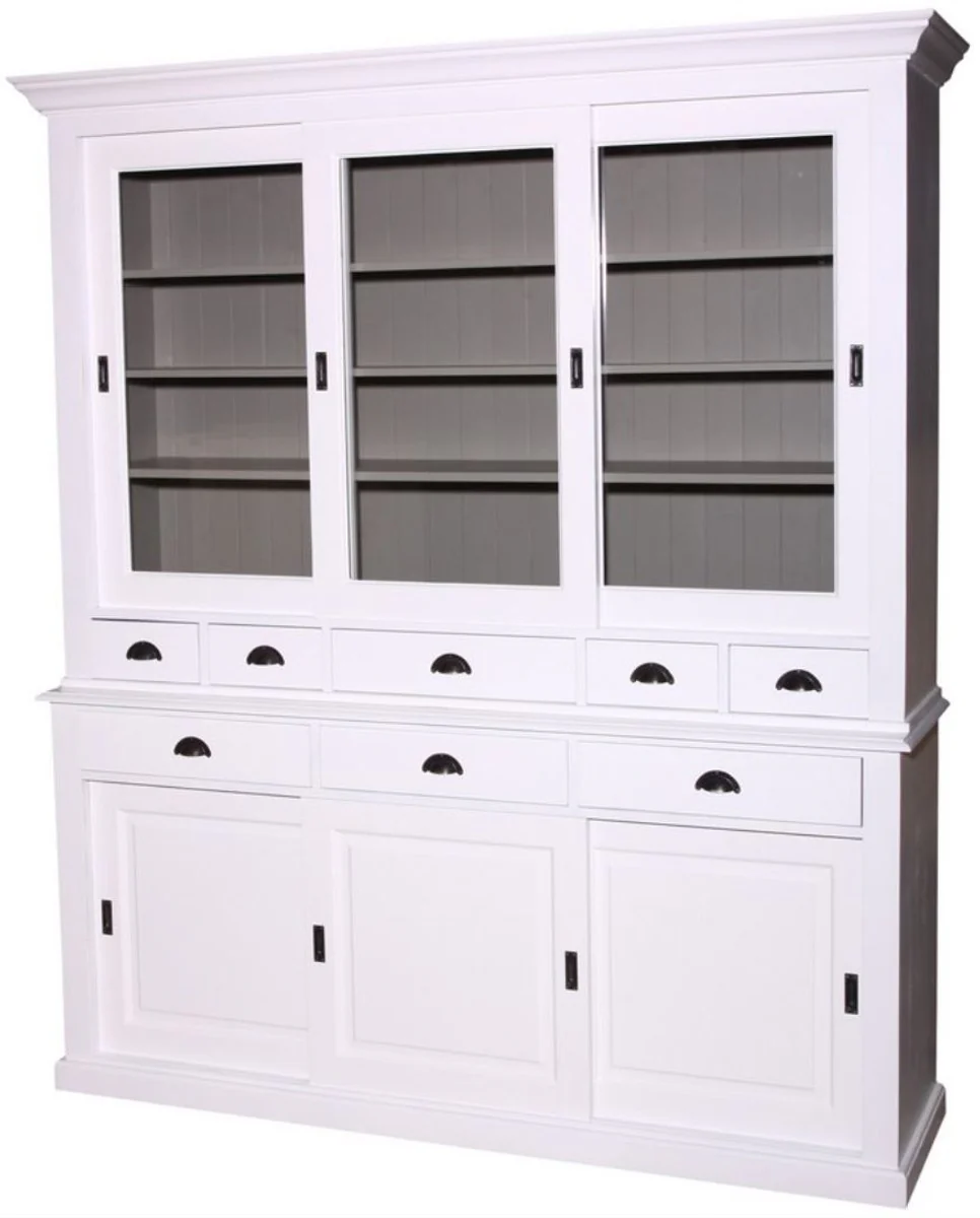 Country house style kitchen cabinet 199 x 48 x H. 225 cm - various colors - 2-part kitchen cabinet with 6 sliding doors and 8 drawers