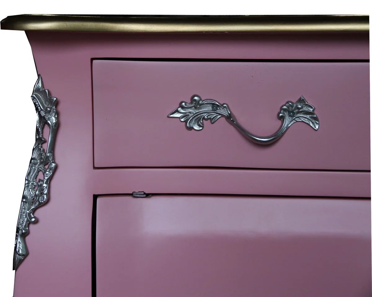 Baroque chest of drawers pink / brown with one drawer and 2 doors H. 88 cm - handmade from solid wood - limited edition