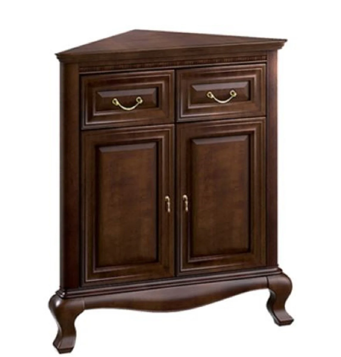 Luxury Art Nouveau corner chest of drawers with 2 doors and 2 drawers dark brown 80 x 51.3 x H. 95 cm - living room furniture