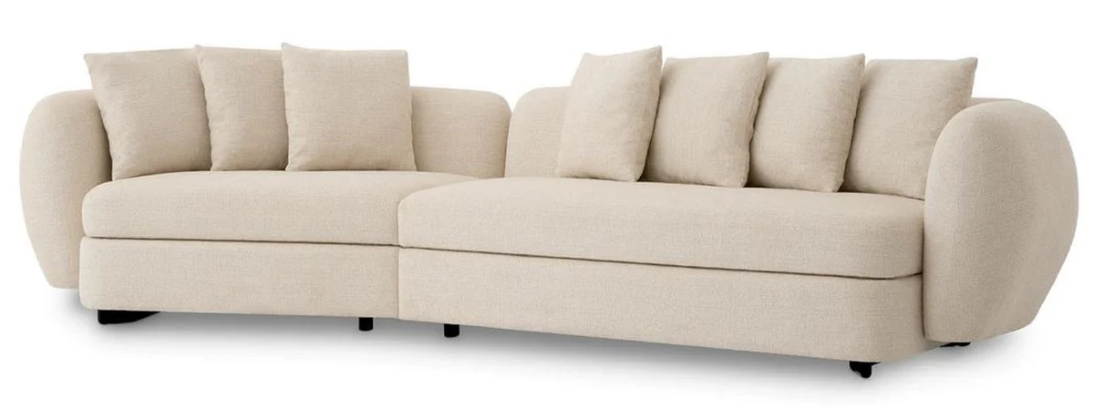 Luxury sofa beige / black 314 x 130 x H. 68 cm - Curved living room sofa - Hotel sofa - Living room furniture - Hotel furniture - Luxury furniture - Luxury furnishings