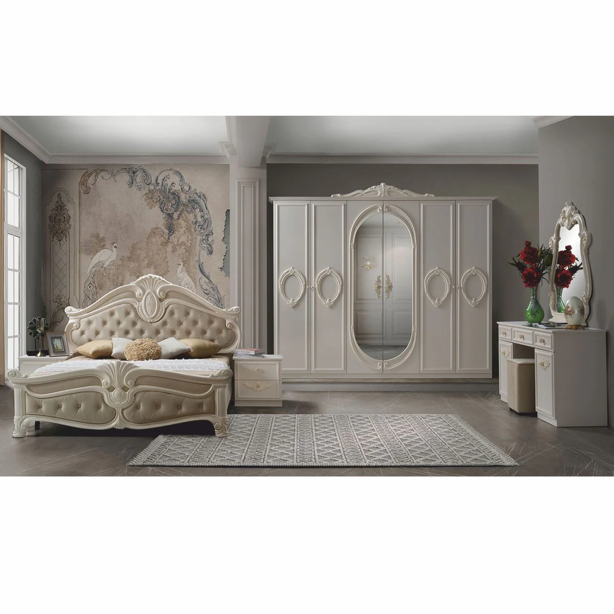 Luxus Barock Schlafzimmer Schrank Creme 261 cm - Barock Schlafzimmer Möbel