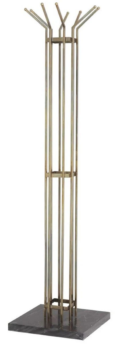 Luxury coat rack vintage brass / black 38.5 x 38.5 H. 165.5 cm - stainless steel clothes rack with marble base - cloakroom furniture - luxury furniture - luxury furnishings