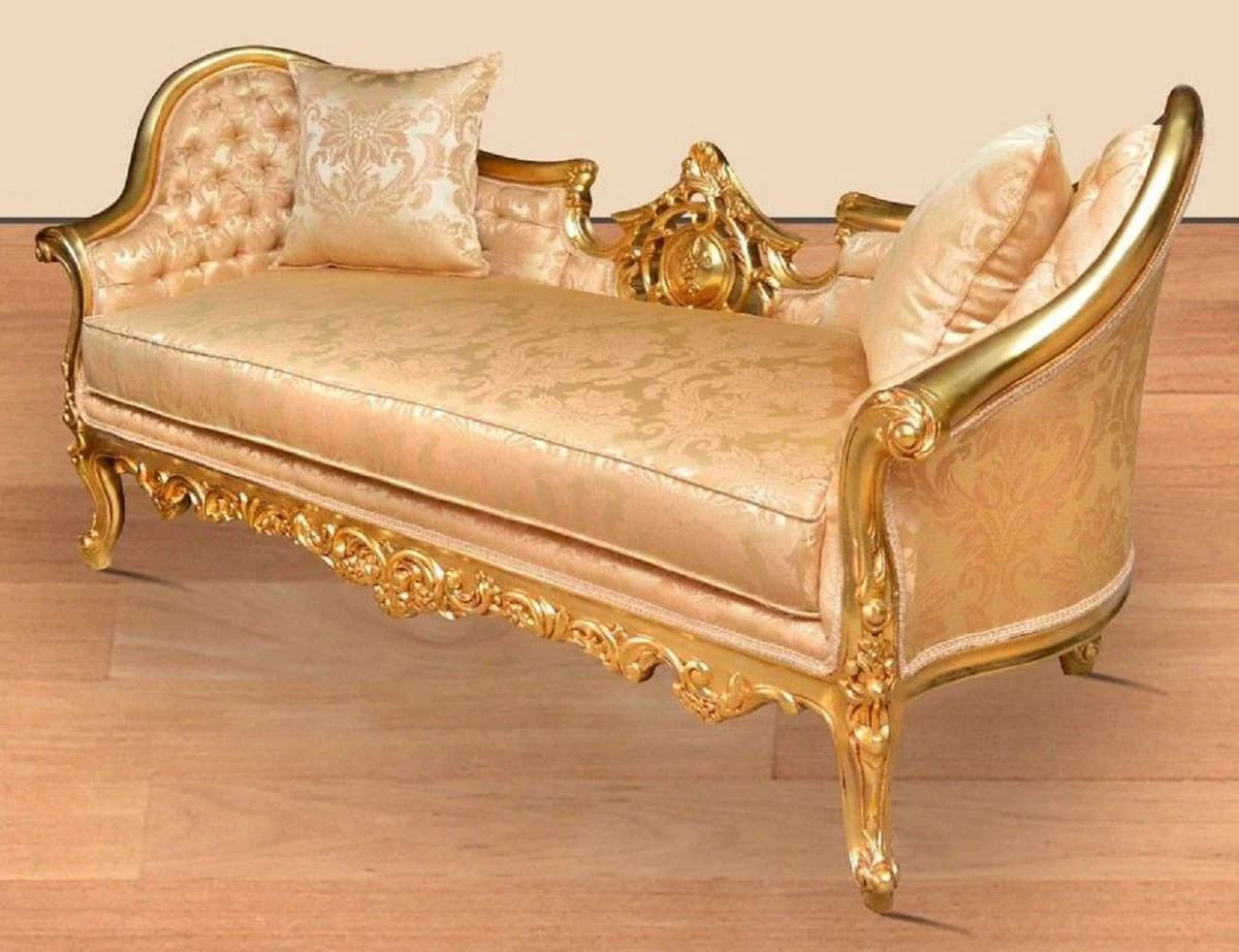Baroque living room sofa gold / gold - handmade lounge couch with elegant pattern - baroque living room furniture