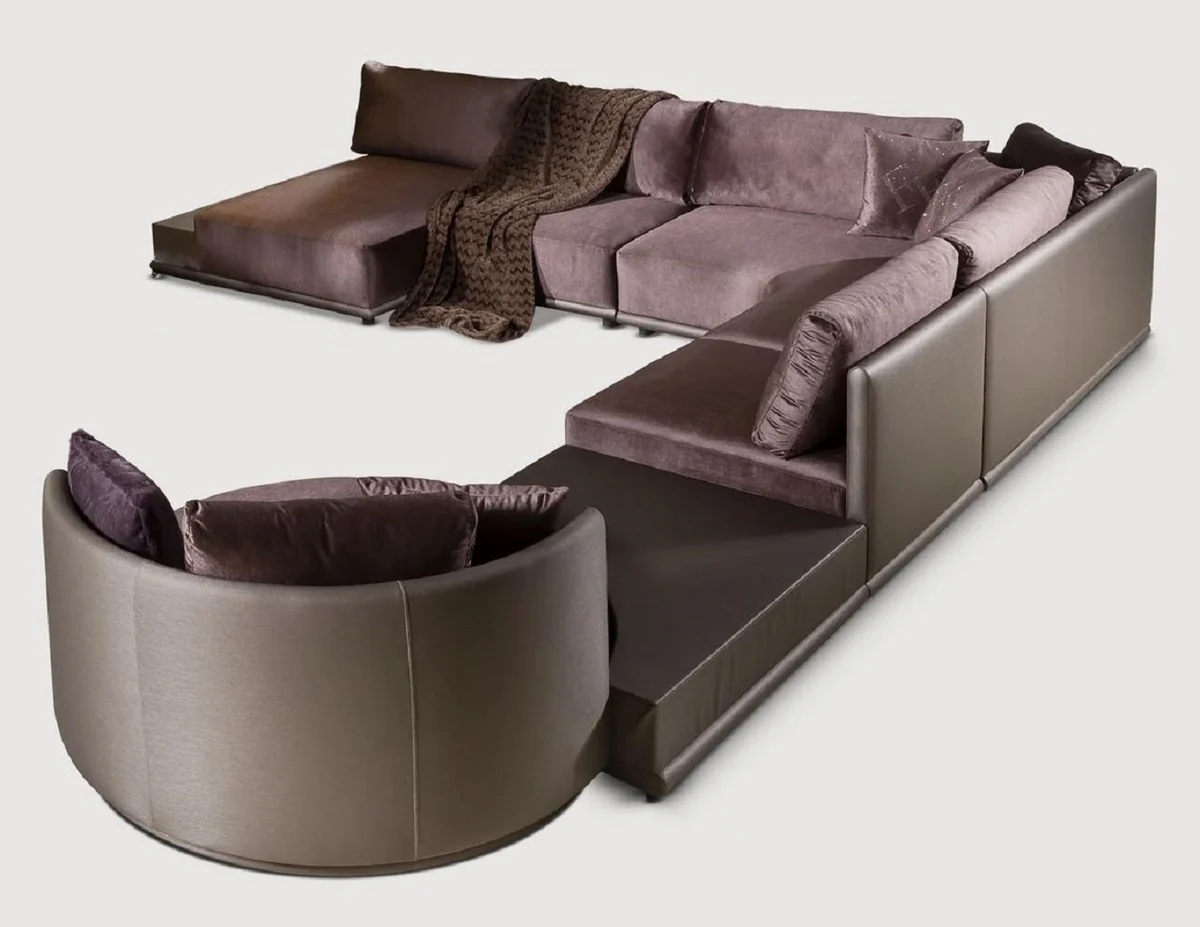 Modular luxury living room corner sofa purple 420 cm