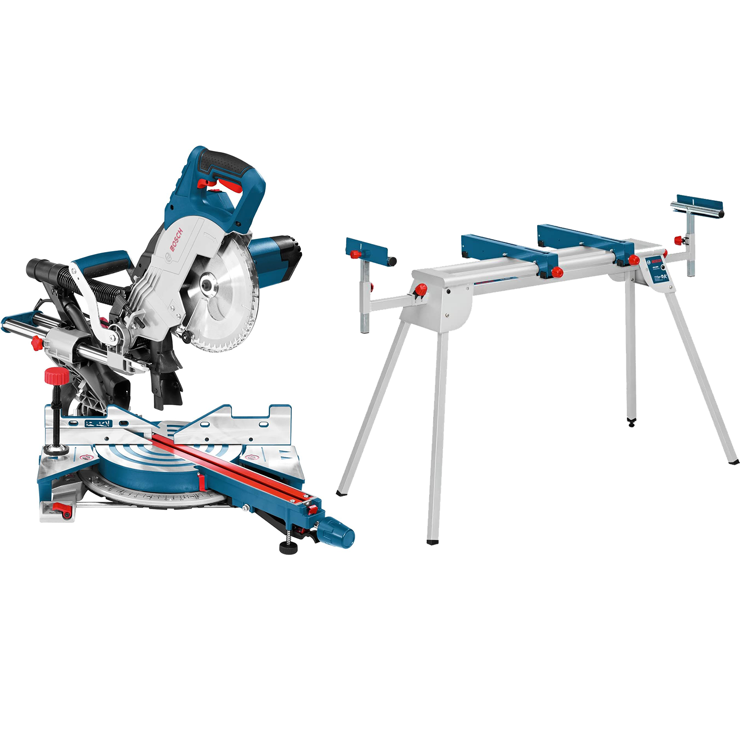 Bosch Professional GT GCM 8 SJL + GTA 2600 Scie à Onglet radiale chssis Professional, Bleu