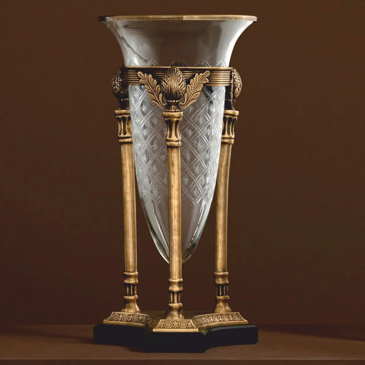 Luxus Barock Kerzenleuchter Vintage Messing / Schwarz H. 51 cm