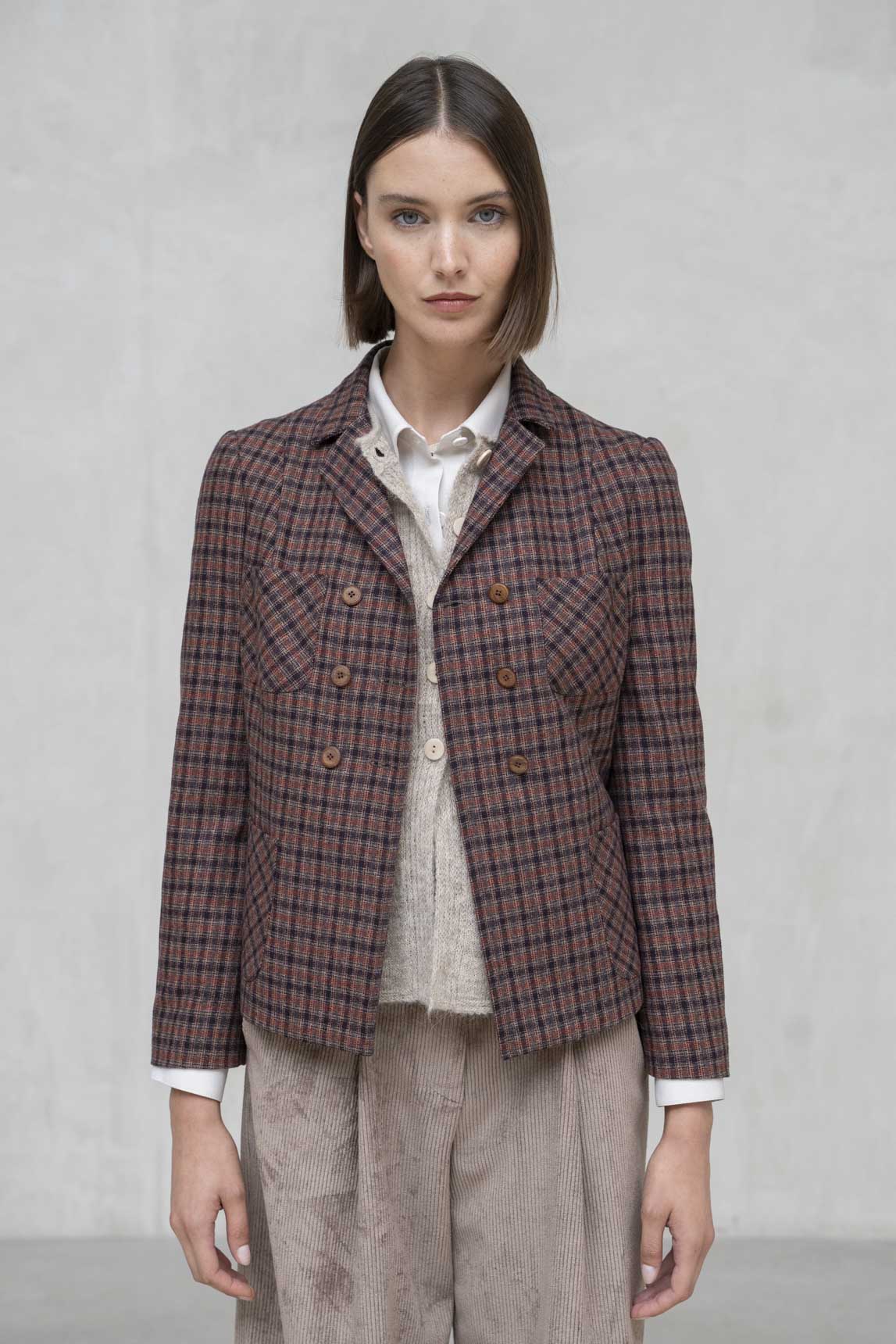 Rivera-Spanien-Verona-Jacke, bordeauxrot kariert